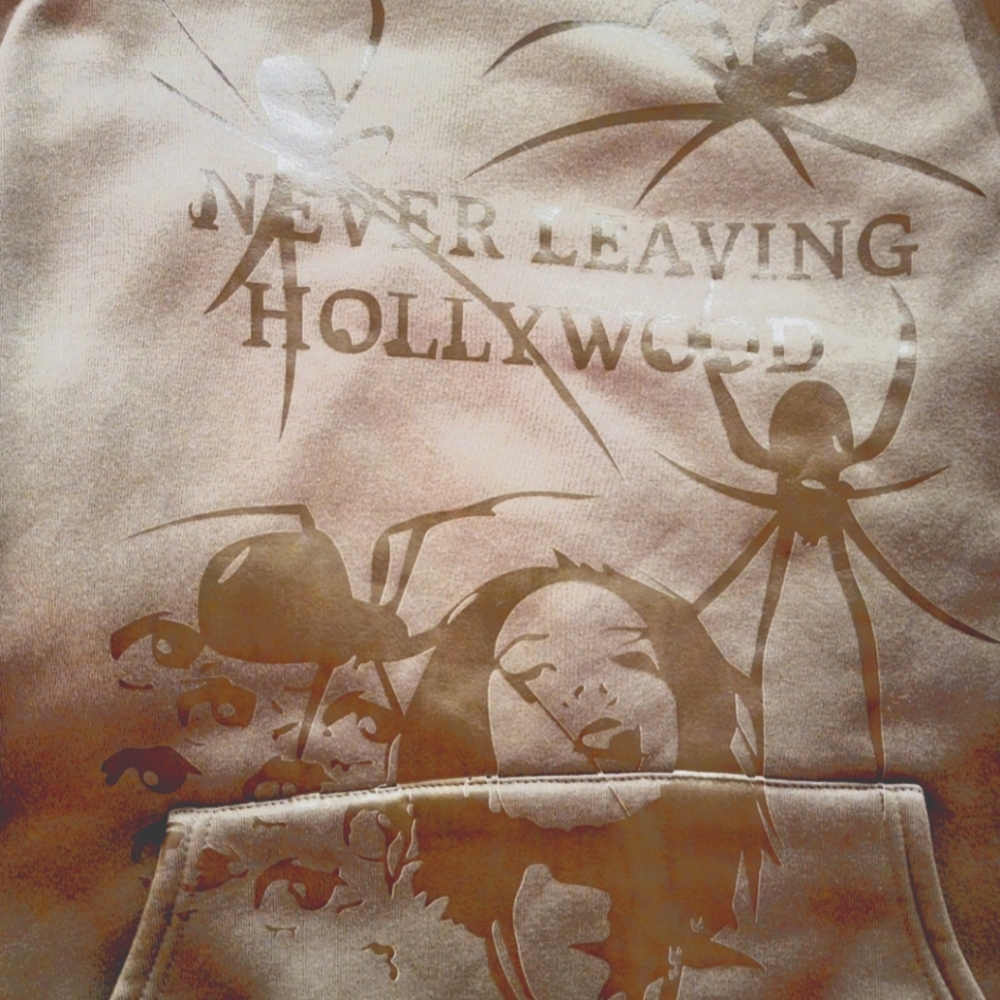 NEVER LEAVING HOLLYWOOD DARK GREEN LARGE HOODIE UNISEX PRE-OWNED
